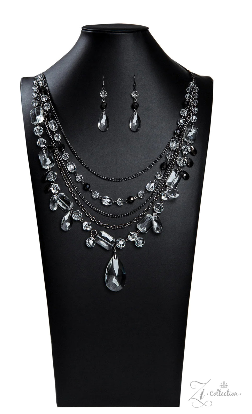 PAPARAZZI "PRISMATIC" BLACK 2019 ZI COLLECTION NECKLACE & EARRING SET