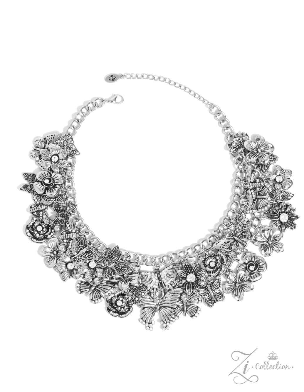 THE MCKAYLA - SILVER BUTTERFLY AND FLOWER - 2024 ZI COLLECTION NECKLACE - PAPARAZZI