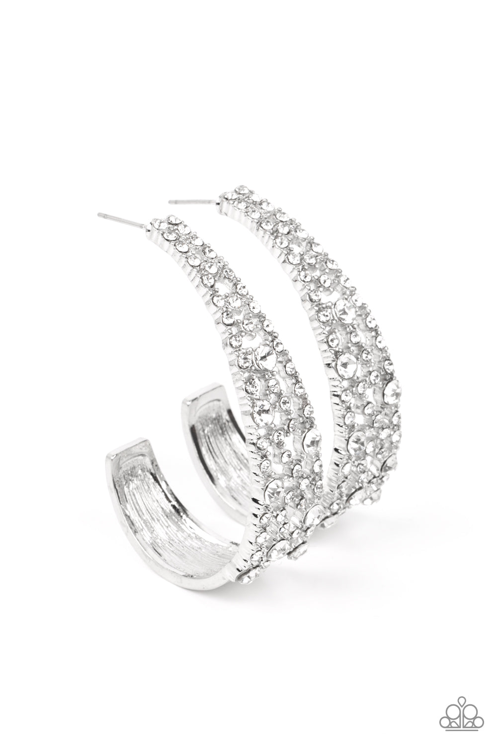 PAPARAZZI APRIL 2022 LIFE OF THE PARTY - COLD AS ICE - WHITE HOOP EARRING
