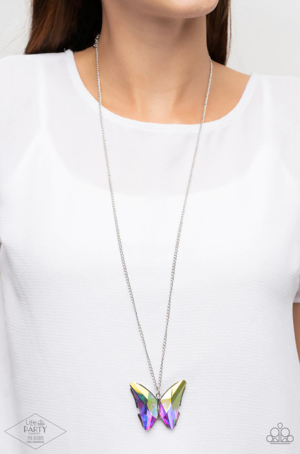 The Social Butterfly Effect - Iridescent Paparazzi Butterfly Necklace