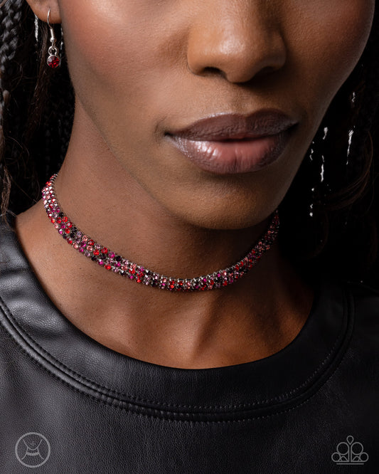 Complete Look - Red Choker and Red Bracelet