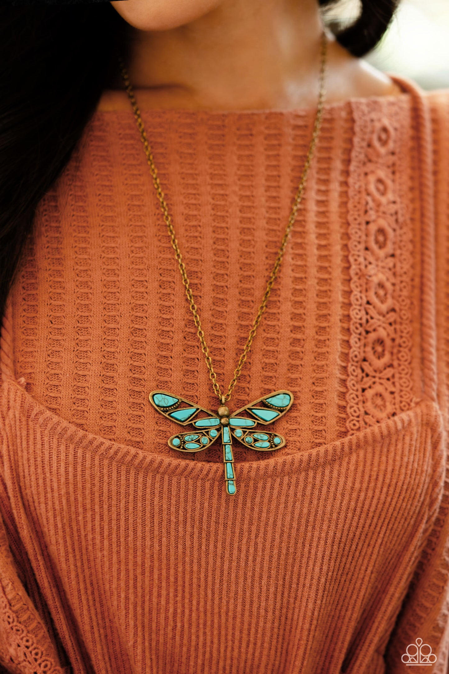 FLYING Low - Brass Dragonfly Necklace